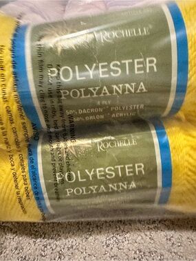 Rochelle Polyester Polyanna Yarn Vintage 2 Skeins Same Dye Lot - Yellow